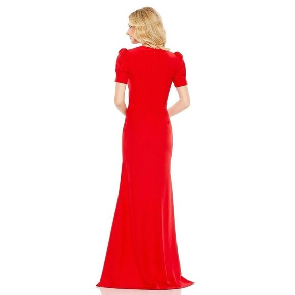 Mac Duggal Size 2 Red 2630 V-Neck Embellished Cut Out Gown Dress Prom Cocktail - Picture 2 of 10
